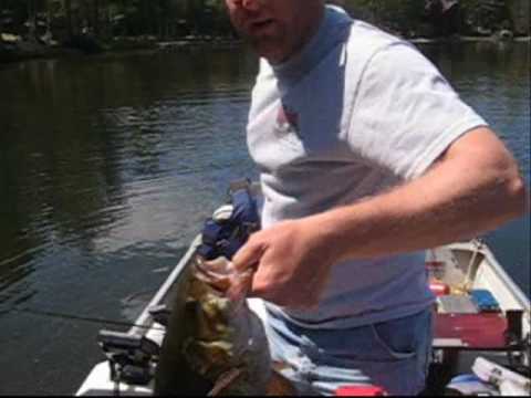 May 19, 2010 - Andrew Ragas and Jacob Saylor of www.fishing-headquarters.com fish a Vilas county lake in Sayner, Wisconsin for Smallmouth Bass. A combined weight of over 100-pounds of fish was caught in only a half day of fishing. What a day!