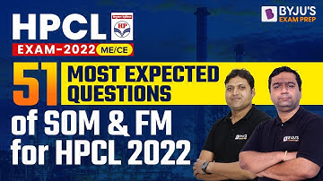 51 Most Expected Questions for HPCL 2022 ME & CE | Fluid Mechanics (FM) & Strength of Material (SOM)