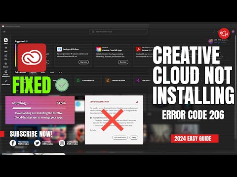 FIX ✅ Adobe Creative Cloud 2024 "Server Connection" Error 206 (Install Stuck!)