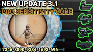 NEW UPDATE 3.1🔥BEST SENSITIVITY CODE + CONTROL SETTINGS PUBG MOBILE /BGMI