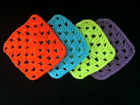 Tek Renk Kare Motif Yapımı /  One Colour Granny Square (Eng. Subt.) (motif 3)