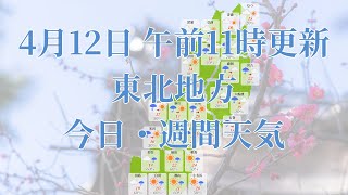 2023年04月12日(水)　全国・東北地方　今日・週間天気予報　(午前11時動画更新 気象庁発表データ)07 TOUHOKU 2023041211