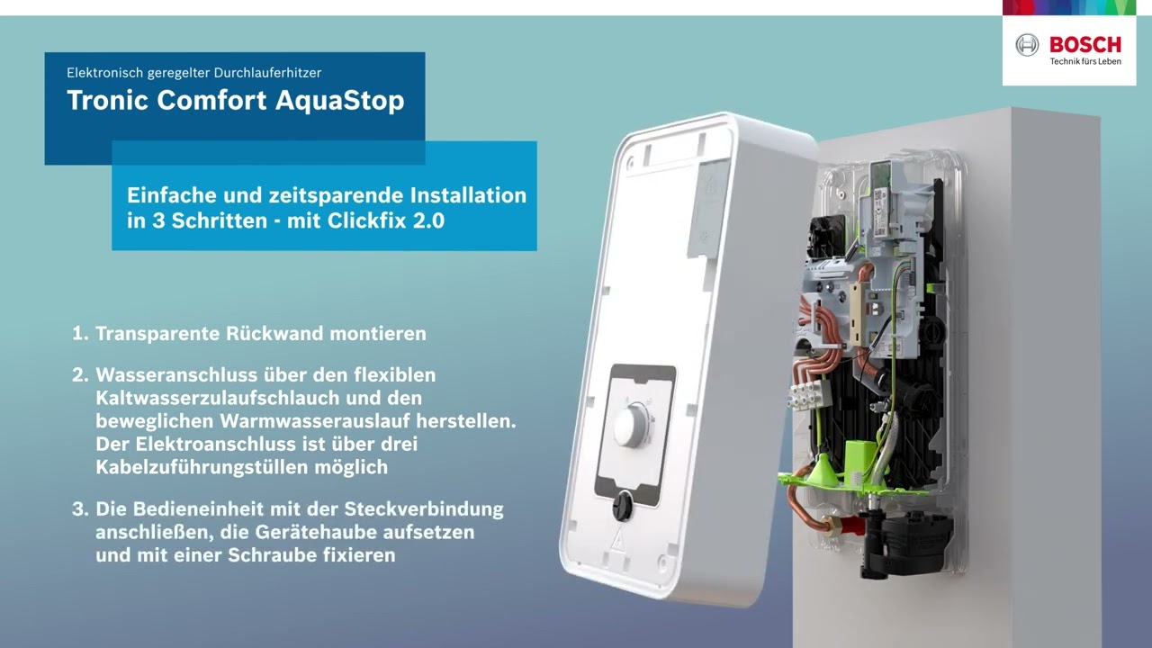 Der elektrische Durchlauferhitzer Tronic Comfort Plus/AquaStop von