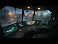 Heavy Rain on the Command Center Window | Sleep in a Sci-Fi Mining Base