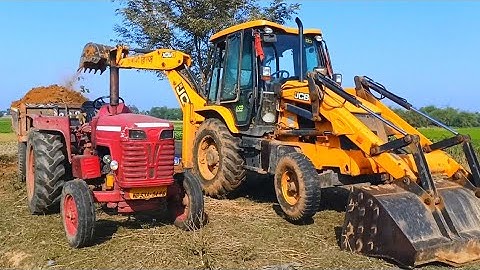 New Jcb 3dx Backhoe Loader Machine Loading Red Mud In Mahindra 295 DI Tractor | Jcb Video