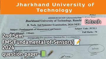 Jut b.tech 2nd sem 💥📚FMS 2024 university question paper📖💯