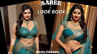 [4K] Charm In Chiffon: Ai Indian Model's Saree Lookbook  | Ai Elite Indian Model #Saree #Purple