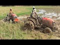 Miniature Kubota Tractor Video || Tractor Stuck in Deep Mud || Cagewheel Tractors stuck in Slime