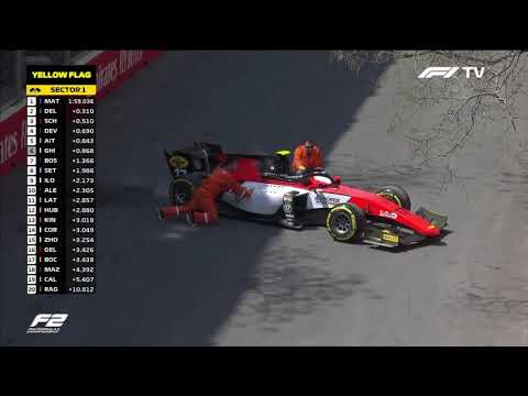 Formula 2 Baku Free Practice - Mahaveer Raghunathan can't do a three point turn