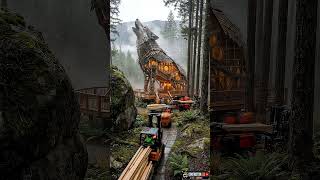 Building a Giant Howling Wolf House in the Forest | Cinematic Transformation
