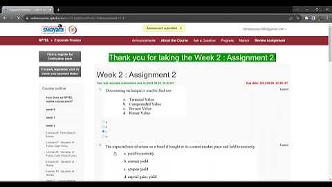 NPTEL Corporate Finance  week 2 assignment answer 2023 #nptel #swayam #nptelcourseanswers #answers