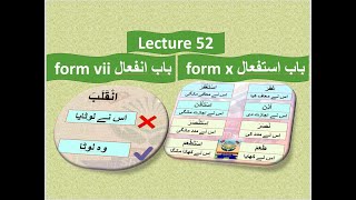 Lecture 52 baab Infiaal & Istifaal / Form vii & form x / ثلاثی مزید فیه باب انفعال باب استفعال