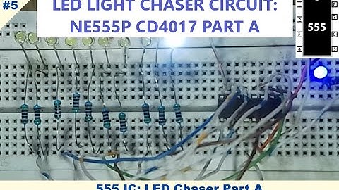 LED Chaser Circuit using NE555p timer IC and CD4017 Johnson counter IC. On and Off switch