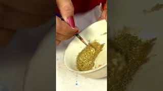 How use golden dust metallic powder for gold painting @FabricCreations screenshot 5