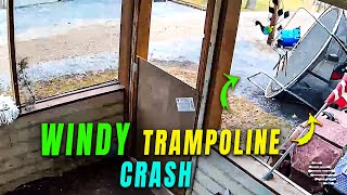 Wind Causes a Trampoline to Collide with a Parked Car