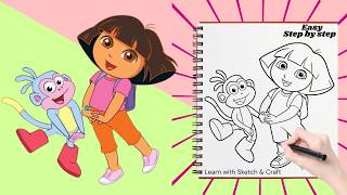 How to Draw Dora & Boots SUPER EASY! 😍 Step-by-Step for Kids 2026