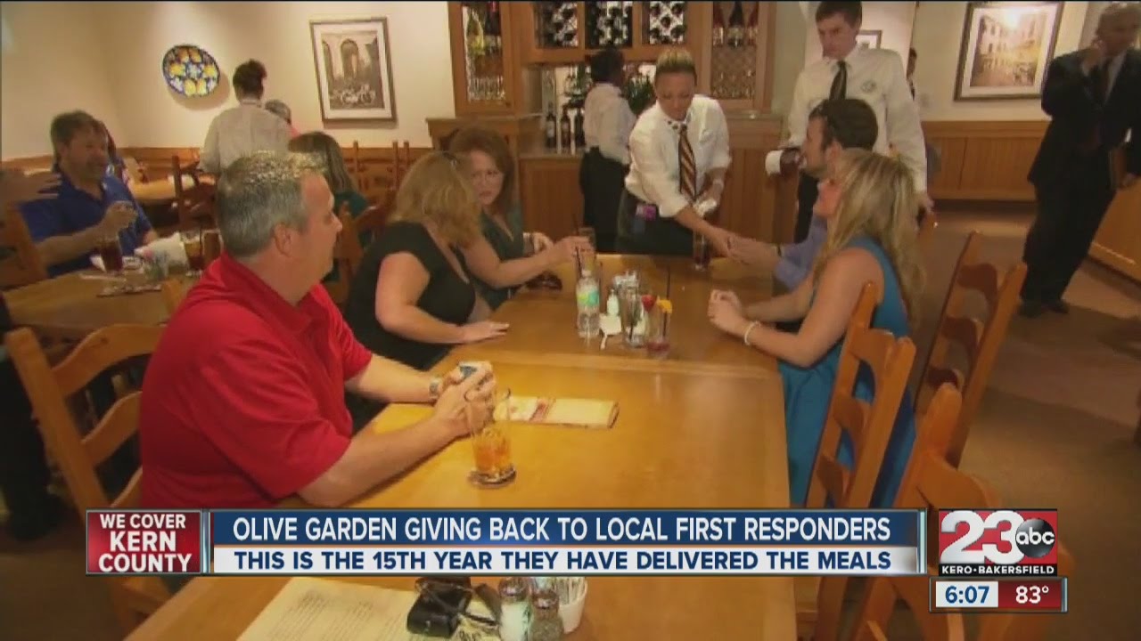 Olive Garden Giving Back To Local First Responders Youtube