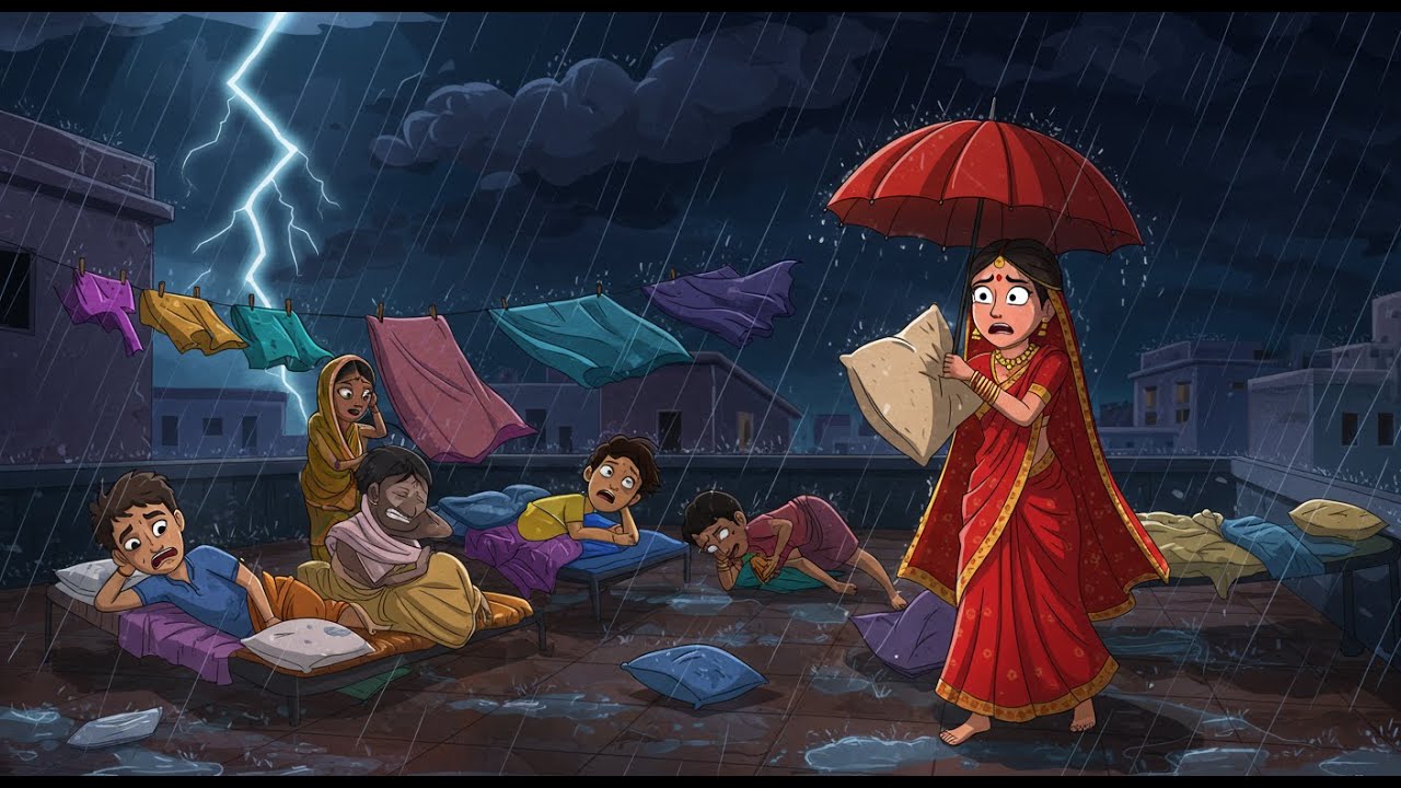 आंधी बारिश में भी छत पर सोने वाला ससुराल || Hindi Cartoon Stories || SAS Bahoo Bashad #hindistories