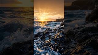 Sunset Waves Crashing on Rocks | Stop Scrolling, Sleep in Minutes #sleepaid #studyaid #meditationaid