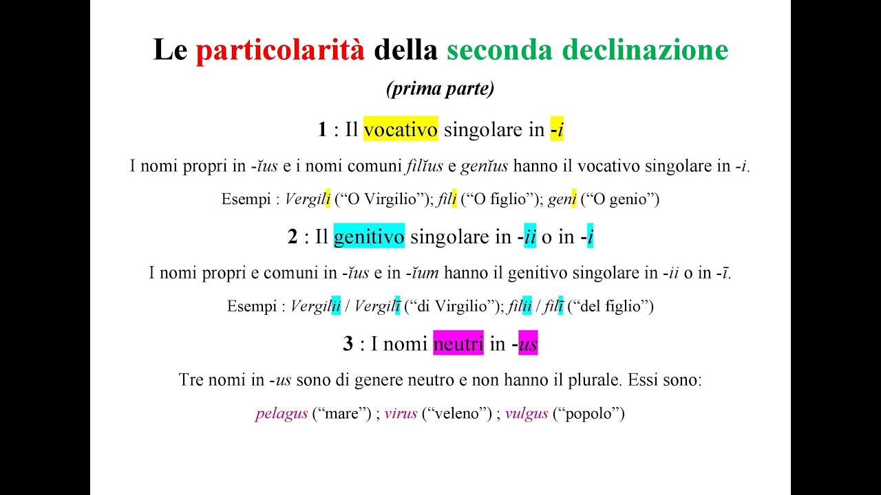 Frasi In Latino Da Tradurre Prima Seconda E Terza Declinazione Alcune particolarità della seconda declinazione latina - Prima parte