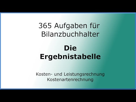 Update 365 Aufgaben für Bilanzbuchhalter (050104) - KLR - Kostenartenrechnung - Ergebnistabelle