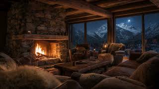 Dark Alpine Chalet · Soft Snow & Fireplace | 3 Hours Cosy Ambience screenshot 4