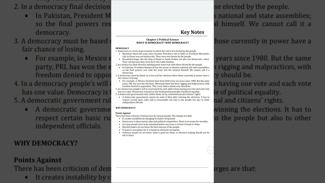 Class 9 Civics chapter 1 what is democracy? why democracy? Notes