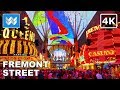 [4K] Fremont Street at Night in Downtown Las Vegas USA - Walking Tour & Travel Guide