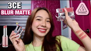 3CE BLUR Matte Review + LIPSTICK SWATCHES | K- Beauty | Nikki Soriano by Nikki Soriano 1,283 views 8 months ago 3 minutes, 25 seconds