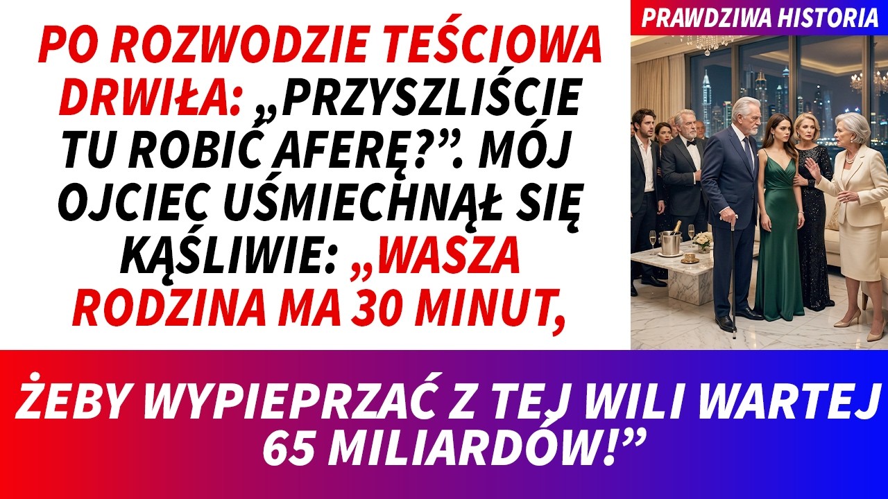 Tej nocy, w środku burzy, mój mąż rzucił mi w twarz pozew rozwodowy i osiemdziesiąt tysięcy złotych, każąc mi się wynosić, bo jego kochanka "wielka dama" ma się wprowadzić do naszego domu. Stałam...