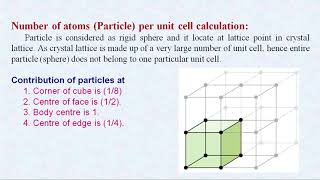Coordination Number in solid state, Number of particle per unit cell