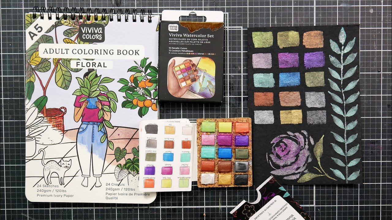 New Products from Viviva! Review of Metallic Watercolor & Watercolor Coloring Book