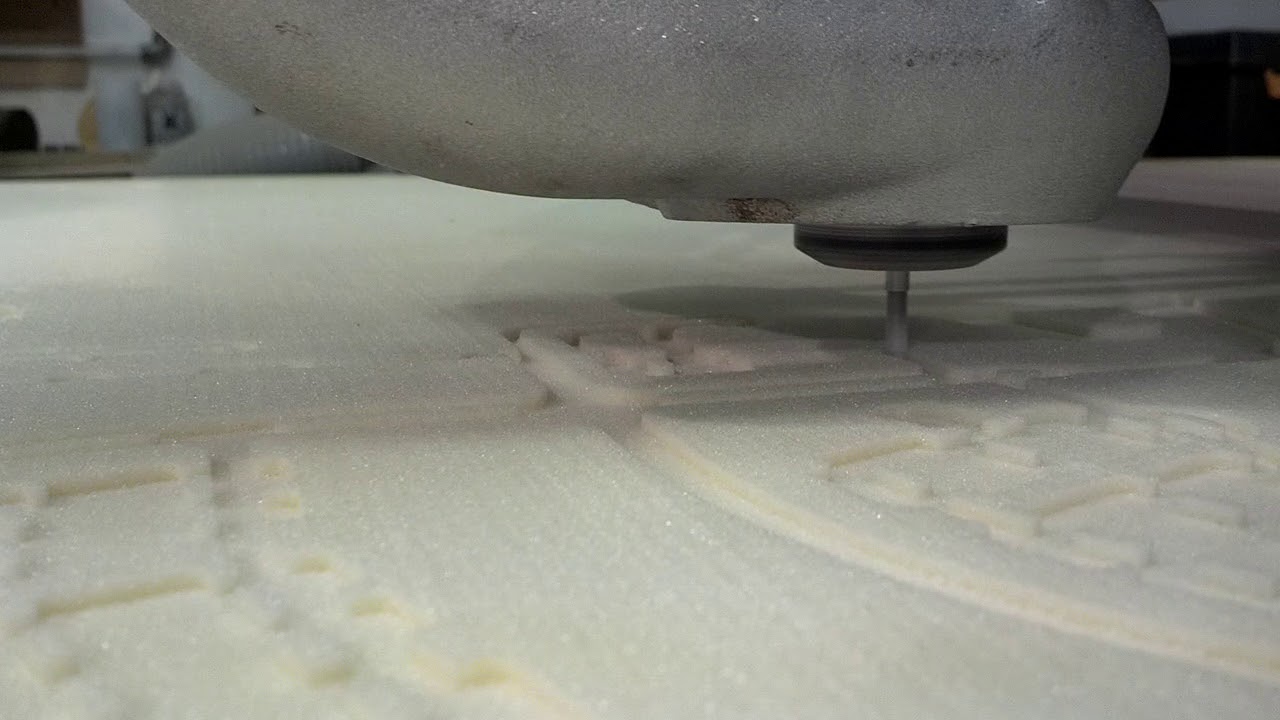 CNC routing high density foam for architectural model - YouTube