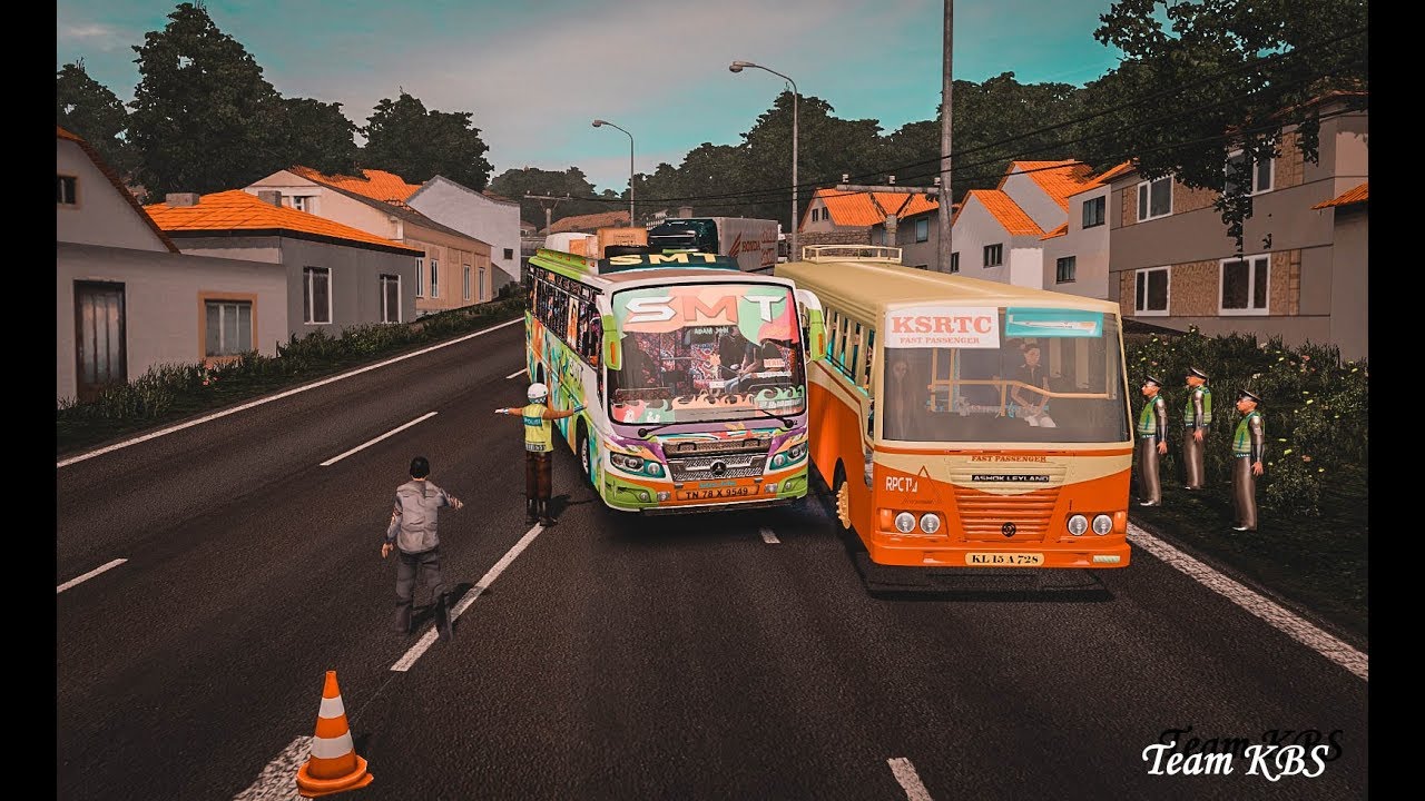 2 KSRTC bus Block Tamil Nadu Private Bus to Overtake || Team KBS|| ETS2