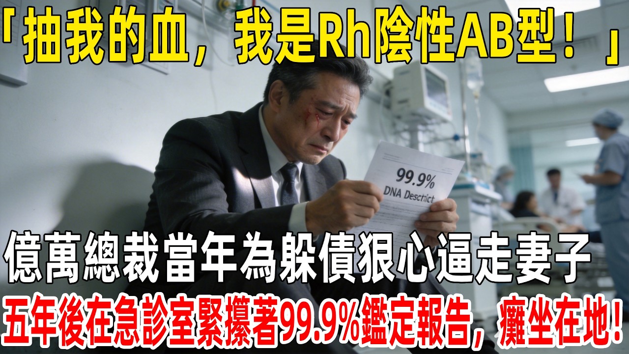 「抽我的血，我是Rh陰性AB型！」億萬總裁當年為躲債狠心逼走妻子，五年後在急診室緊攥著99.9%鑑定報告，癱坐在地！#情感故事 #故事 #感人 #原創故事