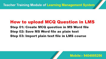 How to Upload MCQ Question in LMS Course