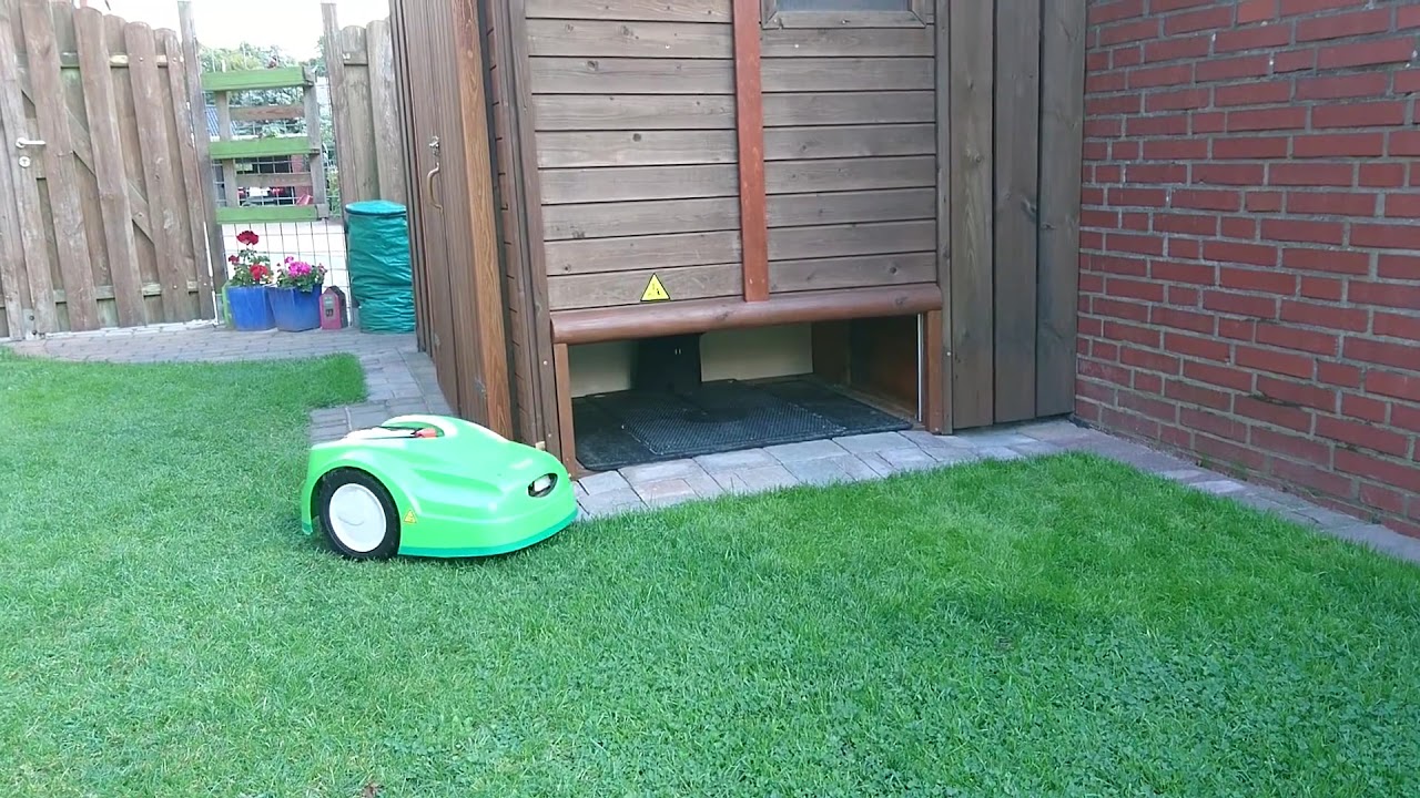 Garage Rasenmäher Roboter Viking iMow 422 / Tor runter YouTube
