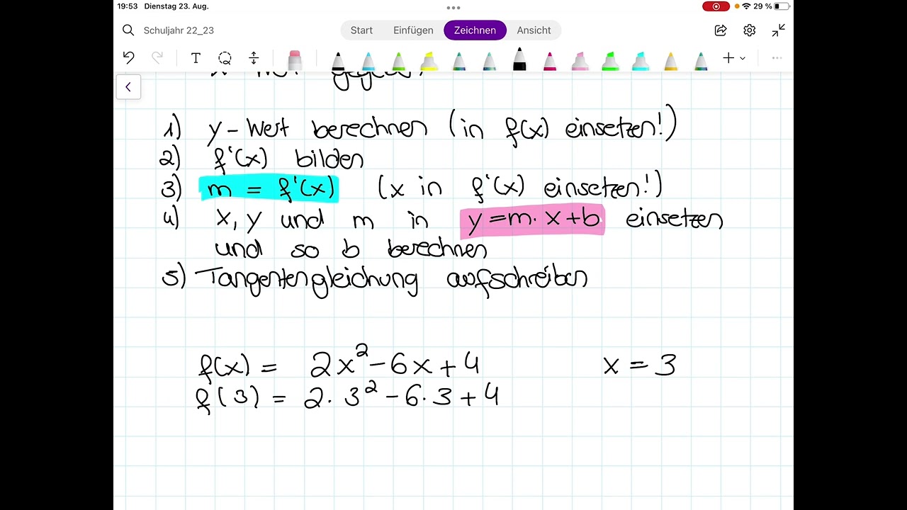 Q1 Wiederholung Tangente an Graphen berechnen - YouTube
