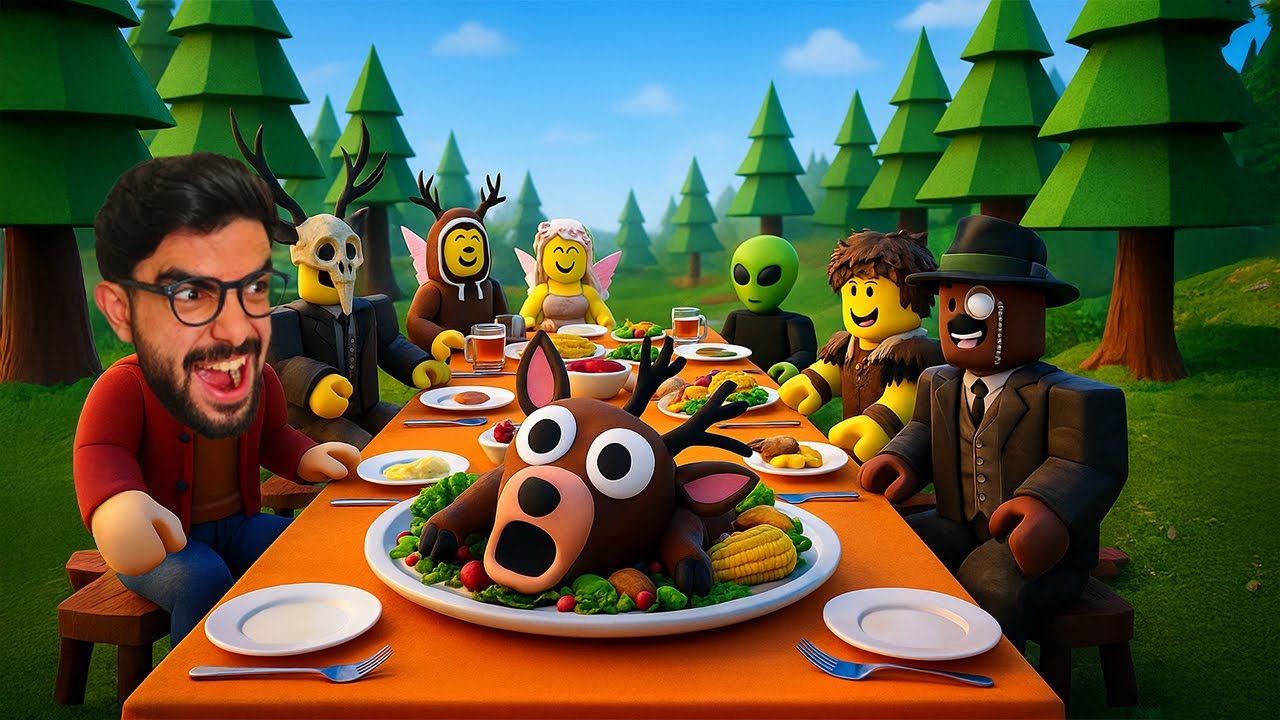 طبخنا الغزال بعزيمة للجميع 🦃😋 99 ليلة في الغابة