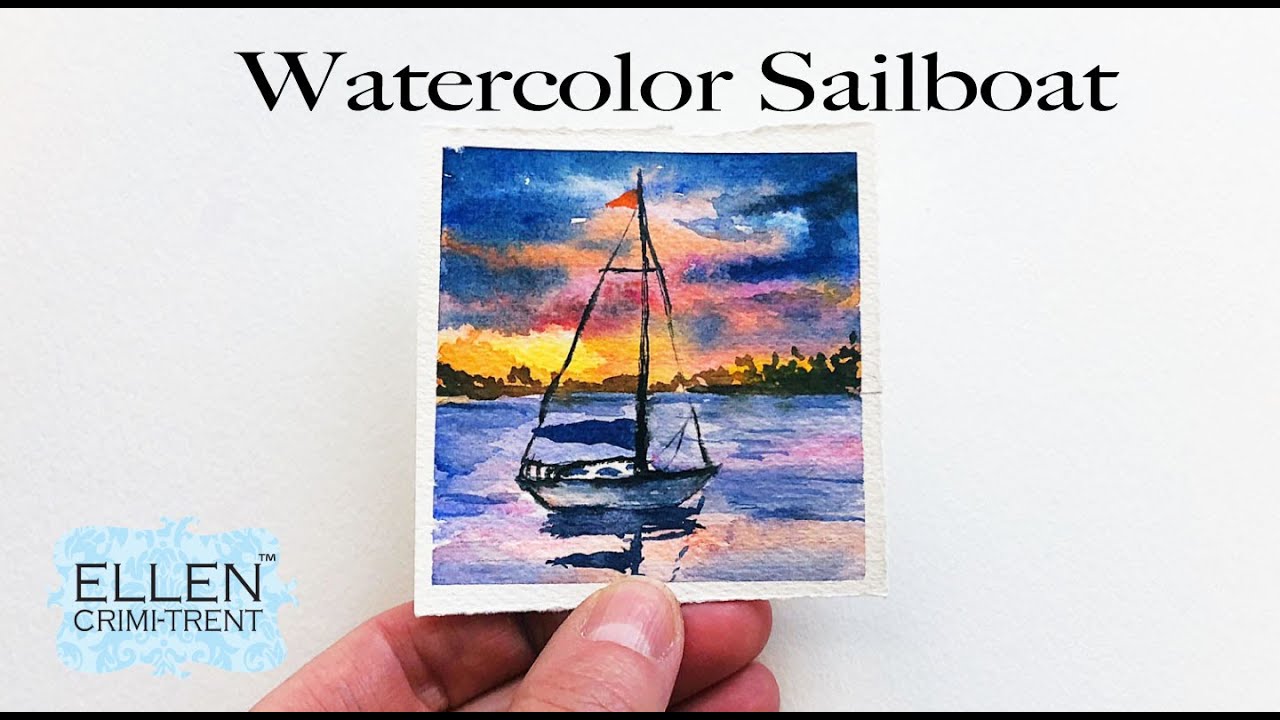 Watercolor Tutorial - Sailboat- Fathers Day Cards - Mini Monday Madness