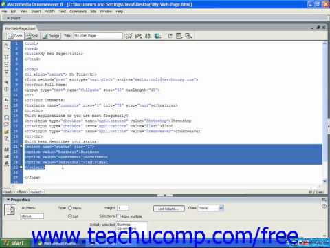 HTML Tutorial Menu Lists Training Lesson 13.6