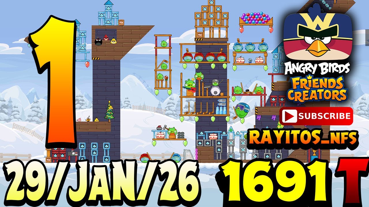 Angry Birds Friends Level 1 Tournament 1691 Highscore POWER-UP walkthrough