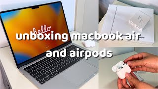 unboxing 💻🎧 macbook air and airpods ✨ ASMR
