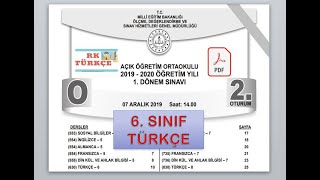 Açıköğretim Ortaokulu 6 Sınıf Türkçe Çıkmış Sorular 2019 1 Dönem