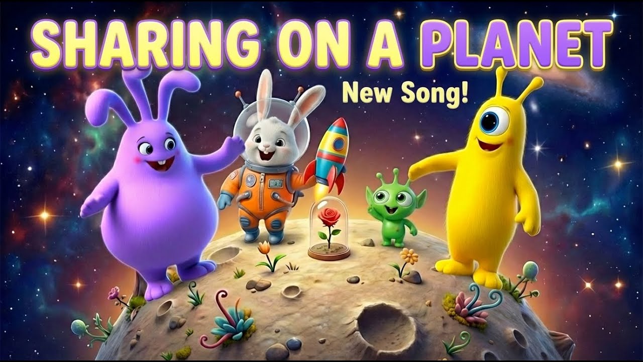 Sharing on a Planet 🌍💛 | Space Bunny Nursery Rhymes for Kids & Toddlers