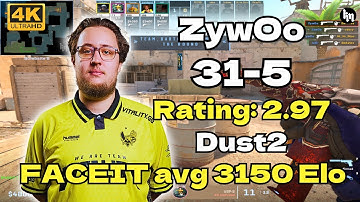ZywOo (31-5) SoloQ Rating 2.97 (Dust2) | FACEIT avg 3150 Elo | Sep 4, 2025 | CS2 POV/DEMO