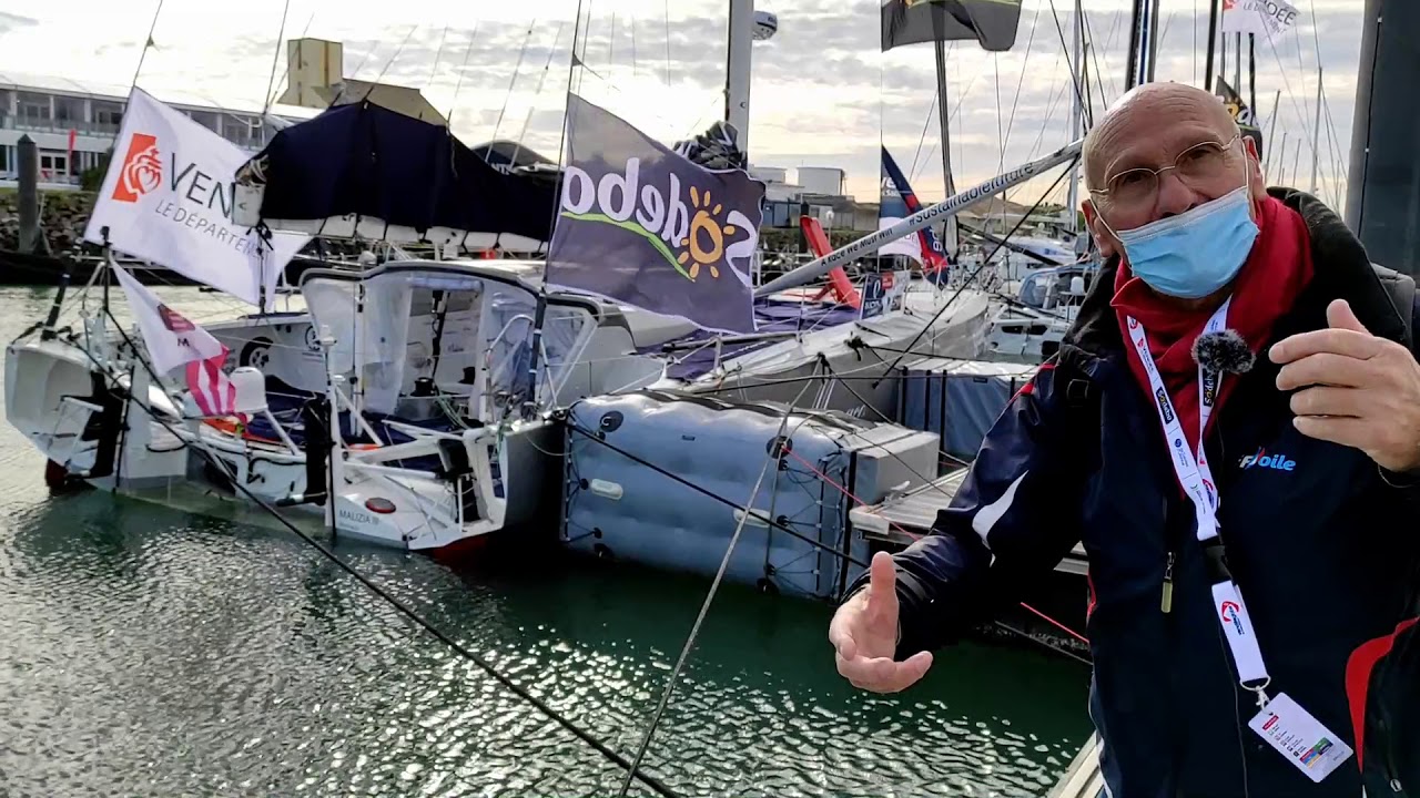 VISITE TECHNIQUE DU PONTON DU VENDEE GLOBE 2020 AVEC DENIS HOREAU, ANCIEN DIRECTEUR DE LA COURSE