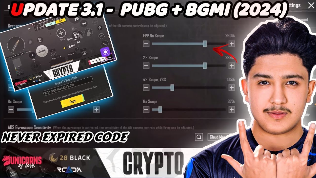 i8 CRYPTO SENSITIVITY FOR PUBG/BGMI | BEST 4x PLAYER