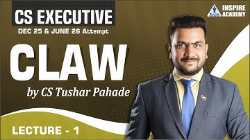 CS Executive Company Law Demo Lec 1 | Dec 25/ June 26 | CS Tushar Pahade #csstudents