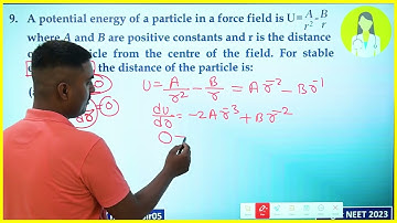 A potential energy of a particle in a force field is  U=A/r2-B/r where A and B are positive constant